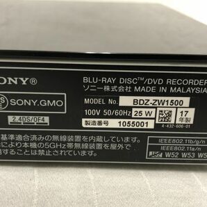 【動作OK】SONY BDZ-ZW1500 ブルーレイレコーダー 新品リモコン HDMIケーブル B-CASカード 2017年製 24の画像9