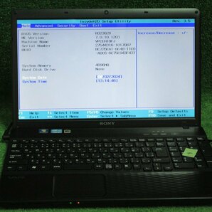 [3943]SONY VAIO VPCEH18FJ Core i3 2310M 2.10GHz HDDなし メモリ4GB DVDマルチ 15.5インチ BIOS OK キー不良ジャンクの画像2