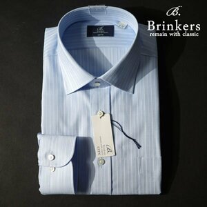 新品1円～★Brinkers ブリンカーズ 形態安定 綿100％ 長袖レギュラーカラーシャツ 39-78 M ブルー ストライプ 本物 ◆8159◆