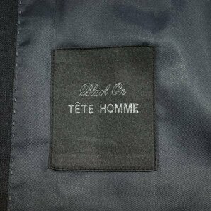 新品1円～★定価5.3万 Black On TETE HOMME テットオム ストレッチ スリーピーススーツ 94A6 ノータック 織柄 ダークグレー ◆8222◆の画像8