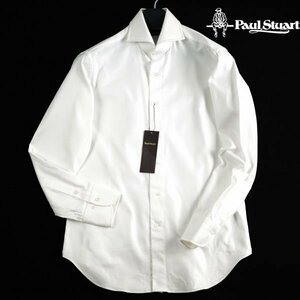 新品1円～★定価2.5万 PaulStuart ポールスチュアート メンズ 日本製 長袖 GIZAガス焼き フレンチツイルドレスシャツ 40-85 白 ◆8328◆