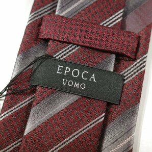 新品1円～★定価1.4万 エポカ ウォモ EPOCA UOMO 日本製 シルク絹100% ネクタイ 織柄 ボルドー ストライプ 正規店本物 ◆8416◆の画像4