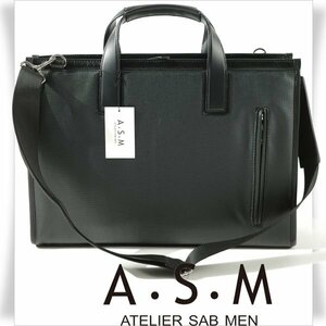 新品1円～★A.S.M エーエスエム アトリエサブ メン メンズ 2WAY ビジネスバッグ ブリーフケース ブラック 黒 PC ブラック B4 本物◆8475◆