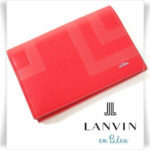 新品1円～★LANVIN en Bleu ランバン オン ブルー 箱付き 牛革レザー 名刺入れ カードケース リスター レッド 赤 正規店本物 ◆8556◆の画像1