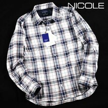 新品1円～★ニコル セレクション NICOLE selection メンズ 日本製生地 シャンカー６コットン 長袖チェックシャツ 46 M 本物 ◆8626◆_画像1