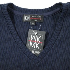 新品1円～★MK MICHEL KLEIN homme ミッシェルクラン オム メンズ 半袖 ジャガード Vネックカットソー 48 L ネイビー ◆9154◆の画像4