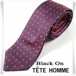 新品1円～★Black On TETE HOMME テットオム シルク絹100％ ネクタイ ボルドー 織柄 正規店本物◆9222◆