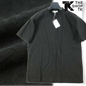 新品1円～★THE SHOP TK タケオキクチ メンズ リンクスジャガード半袖Tシャツ M カットソー 黒 ブラック 正規店本物 ◆9330◆