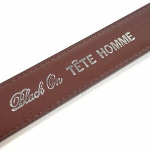 新品1円～★定価0.9万 Black On TETE HOMME テットオム 牛革レザー ビジネスベルト フリーサイズ 本革 茶 ブラウン 本物◆9343◆の画像7