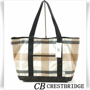 新品1円～★CB CRESTBRIDGE クレストブリッジ メンズ クレストブリッジチェック 軽量 トートバッグ ベージュ 肩掛け可能 三陽商会◆9409◆