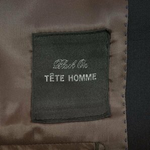 新品1円～★定価4.9万 Black On TETE HOMME テットオム ウール毛 シングル二つボタンスーツ 90Y5 ノータック ブラック 黒 ◆9532◆の画像9