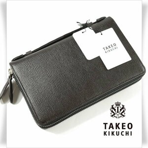 新品1円～★定価2.6万 TAKEO KIKUCHI タケオキクチ メンズ 牛革レザー 本革 セカンドバッグ スマートセルバッグ カード段24 ジゼル◆9636◆