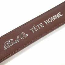 新品1円～★定価0.9万 Black On TETE HOMME テットオム 牛革レザー ビジネスベルト フリーサイズ 本革 茶 ブラウン 本物◆9642◆_画像7