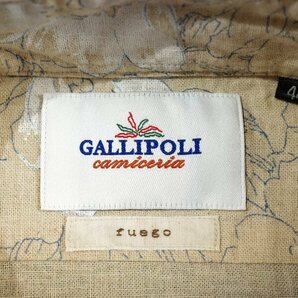 新品1円～★定価1.3万 GALLIPOLI camiceria ガリポリカミチェリア 日本製 長袖 日本製 コットンリネンシャツ イタリア生地 42 XS ◆9815◆の画像10