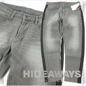 新品1円～★定価1.6万 HIDEAWAYS NICOLE ハイダウェイ ニコル サイドライン切り替え9分丈デニム パンツ 44 S ストレッチ グレー ◆9787◆