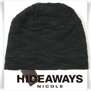 新品1円～★HIDEAWAYS NICOLE ハイダウェイ ニコル メンズ 春夏 ブリスターJQワッチ ニット 帽子 ハット ニット帽 黒 本物 ◆9806◆