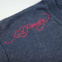 新品1円～★Ed Hardy エドハーディー メンズ 半袖 コットン綿 天竺 ポケット付き Tシャツ LL ネイビー クルーネック カットソー ◆9830◆_画像9