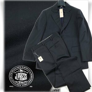 新品1円～★定価7.9万 J.PRESS ジェイプレス メンズ JAPAN CRAFT CLOTH スーパーファインメリノウール スーツ AB5 ノータック 紺 ◆9858◆の画像1