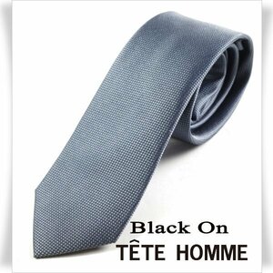 新品1円～★Black On TETE HOMME テットオム シルク絹100％ ネクタイ グレー 織柄 正規店本物◆9962◆