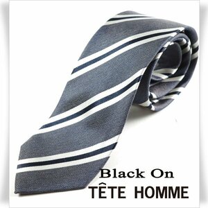  new goods 1 jpy ~*Black On TETE HOMMEteto Homme silk silk 100% necktie stripe navy regular shop genuine article *9957*