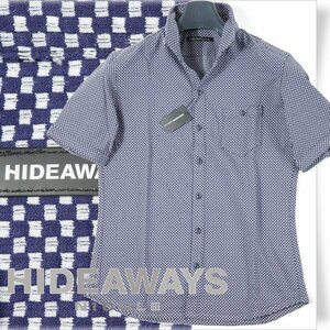  new goods 1 jpy ~*HIDEAWAYS NICOLE is Ida way Nicole men's short sleeves cut and sewn shirt 46 M stretch city pine pattern regular shop genuine article *1016*