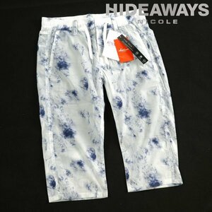 新品1円～★HIDEAWAYS NICOLE ハイダウェイ ニコル メンズ 春夏 ストレッチタフタクロップドパンツ 46 M ネイビー白 正規店本物◆1068◆