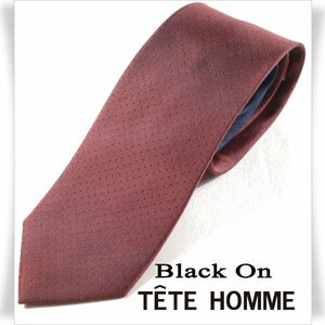 新品1円～★Black On TETE HOMME テットオム シルク絹100％ ネクタイ ドット ボルドー ネイビー 正規店本物◆1147◆