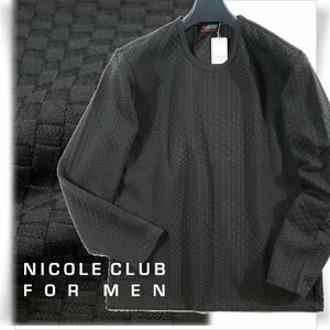 新品1円～★ニコルクラブフォーメン NICOLE CLUB FOR MEN 長袖 クルーネック ジオメトリックブリスタージャカードカットソー 48 L ◆1187◆