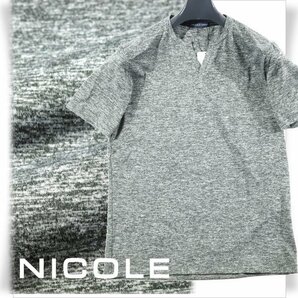 新品1円～★ニコル セレクション NICOLE selection メンズ ストレッチ 半袖 デザインカットソー 46 M グレー Tシャツ 正規店本物 ◆1191◆の画像1