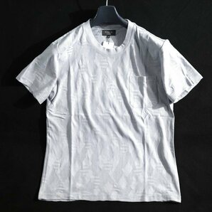 新品1円～★EPOCA UOMO エポカ ウォモ メンズ 半袖 速乾 形態安定 クルーネック幾何学柄カットソー Tシャツ M グレー 正規店本物 ◆1211◆の画像3