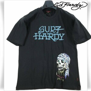 新品1円～★Ed Hardy エドハーディー メンズ 半袖 コットン綿 天竺 Tシャツ M 黒 ブラック クルーネック カットソー ◆1267◆