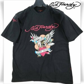 新品1円～★Ed Hardy エドハーディー メンズ 半袖 コットン綿 天竺 Tシャツ M 黒 ブラック クルーネック カットソー ◆1254◆の画像1