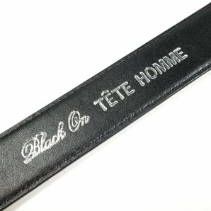 新品1円～★定価0.9万 Black On TETE HOMME テットオム 牛革レザー ビジネスベルト フリーサイズ 本革 黒 ブラック 本物◆1294◆の画像7