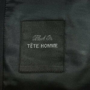 新品1円～★定価4.9万 Black On TETE HOMME テットオム ウール毛 シングル二つボタンスーツ 98AB6 ノータック ブラック 黒 ◆1308◆の画像8