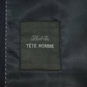 新品1円～★定価4.9万 Black On TETE HOMME テットオム ウール毛 シングル二つボタンスーツ 94A6 ノータック ストライプ 紺 ◆1309◆の画像9