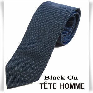 新品1円～★Black On TETE HOMME テットオム シルク絹100％ ネクタイ ドット ブラック 黒 正規店本物◆1479◆の画像1