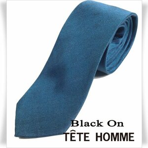 新品1円～★Black On TETE HOMME テットオム シルク絹100％ ネクタイ ブルーグリーン 正規店本物◆1469◆