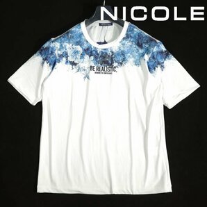 新品1円～★ニコル セレクション NICOLE selection メンズ 半袖 ストレッチ クルーネックTシャツ カットソー 50 LL 白 フラワー ◆1597◆の画像1