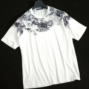 新品1円～★ニコル セレクション NICOLE selection メンズ 半袖 ストレッチ クルーネックTシャツ カットソー 46 M 白 フラワー ◆1599◆の画像4