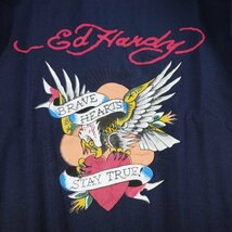 新品1円～★Ed Hardy エドハーディー メンズ 半袖 コットン綿 天竺 Tシャツ L ネイビー クルーネック カットソー ◆1752◆_画像2