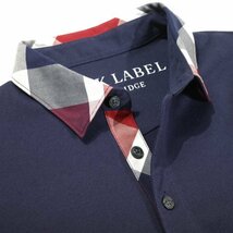 新品1円～★定価1.9万 BLACK LABEL ブラックレーベル クレストブリッジ 半袖 チェックカラー ポロシャツ M ネイビー ゴルフ ◆1768◆_画像6