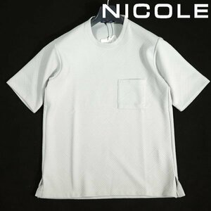 新品1円～★ニコル セレクション NICOLE selection 半袖 クルーネック ふくれリンクスジャカードプルオーバー 46 M カットソー ◆1886◆