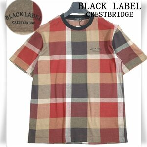 new goods 1 jpy ~* regular price 1.8 ten thousand BLACK LABEL Black Label k rest Bridge short sleeves mesh check Lynn ga- T-shirt cut and sewn L *1898*