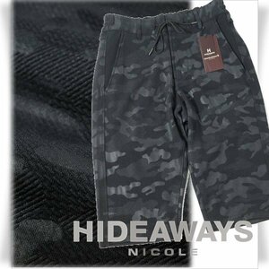 新品1円～★HIDEAWAYS NICOLE ハイダウェイ ニコル メンズ 春夏 カモフラ柄ショートパンツ 44 S ブラック 黒 正規店本物◆1954◆