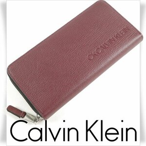  new goods 1 jpy ~*CK CALVIN KLEIN Calvin Klein box attaching cow leather leather round fastener long wallet long wallet lock water-repellent genuine article *2054*