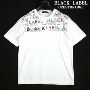 新品1円～★定価1.6万 BLACK LABEL ブラックレーベル クレストブリッジ 半袖 ロゴ チェック Tシャツ カットソー M 白 ◆2092◆