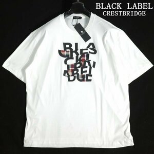 新品1円～★定価1.6万 BLACK LABEL ブラックレーベル クレストブリッジ 半袖 チェックコンビロゴグラフィックTシャツ 4L 大きい 白◆2081◆