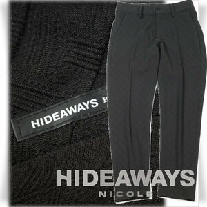 新品1円～★定価1.2万 HIDEAWAYS NICOLE ハイダウェイ ニコル メンズ ブリスタージャカードパンツ 44 S ストレッチ ブラック 黒 ◆2109◆