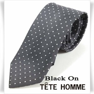  новый товар 1 иен ~*Black On TETE HOMMEteto Homme шелк шелк 100% галстук точка серый стандартный магазин подлинный товар *2127*