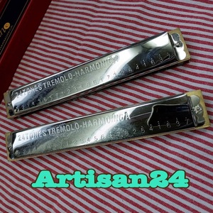  harmonica 2 point summarize * Artisan 24 TONES HARMONICA Showa Retro musical instruments * arch sun harmonica * in the case present condition goods 